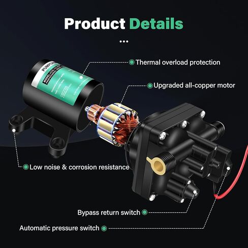 4238-121-E07، مضخة BlasterII WD، مضخة مياه Rv 12 فولت، 3.5GPM-45PSI مضخة مياه ذاتية التحضير، مع مفتاح ضغط ومصفاة، مضخة مياه هادئة عند الطلب، مناسبة للمركبات الترفيهية والحديقة والتخييم in Kuwait