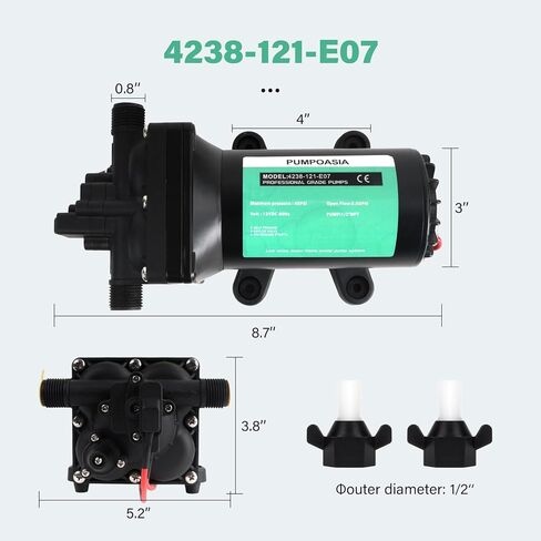 4238-121-E07، مضخة BlasterII WD، مضخة مياه Rv 12 فولت، 3.5GPM-45PSI مضخة مياه ذاتية التحضير، مع مفتاح ضغط ومصفاة، مضخة مياه هادئة عند الطلب، مناسبة للمركبات الترفيهية والحديقة والتخييم in Kuwait