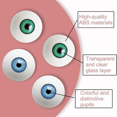Realistic Acrylic Eyeball, 2 Pairs Plastic Hollow Eyeball, 30mm Diameter Half Round Fake Eyes for Halloween Party Decor Art Dolls Props, Green in Saudi Arabia