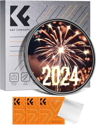 K&F Concept 62 مم مرشح النجوم المتغير مرشح النجوم المتقاطعة 4، 8 نقاط - 18 طبقة طلاء فائق النحافة مرشح عدسة الكاميرا الزجاجية البصرية مع 3 قطع قماش للتنظيف in Saudi Arabia
