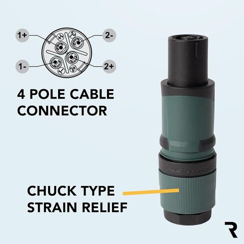 Neutrik NL4FXX-W-S 8 Pack 4-Pole speakON Cable Connector, Green Bushing Screw Terminal Assembly, Loud Speaker Audio, for Cable Diameters 6 to 12mm in Kuwait