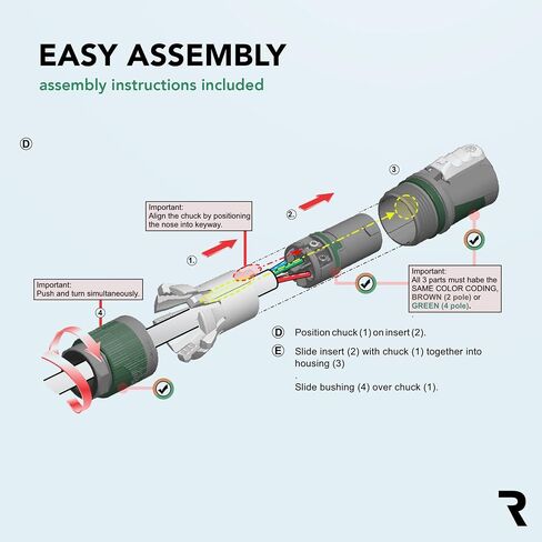 Neutrik NL4FXX-W-S 8 Pack 4-Pole speakON Cable Connector, Green Bushing Screw Terminal Assembly, Loud Speaker Audio, for Cable Diameters 6 to 12mm in Kuwait