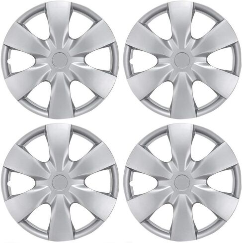 BDK Silver Hubcaps Wheel Covers 15" – Four (4) Pieces Corrosion-Free & Sturdy – Full Heat & Impact Resistant Grade 15 inch – OEM Replacement, KT-1008-15 in Saudi Arabia