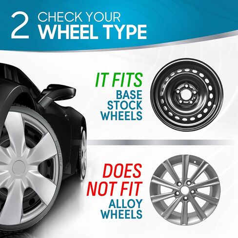 BDK Silver Hubcaps Wheel Covers 15" – Four (4) Pieces Corrosion-Free & Sturdy – Full Heat & Impact Resistant Grade 15 inch – OEM Replacement, KT-1008-15 in Saudi Arabia