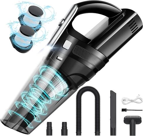 Handheld Vacuum Cordless, Car Vacuum Cleaner with 9.5KPA Suction/LED, Low-Noise Fast Charging USB Mini Rechargeable Vacuum Cleaner Wireless with 2 Filters for Car/Home/Pet Hair in Saudi Arabia