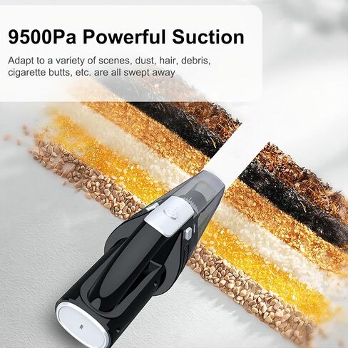 Handheld Vacuum Cordless, Car Vacuum Cleaner with 9.5KPA Suction/LED, Low-Noise Fast Charging USB Mini Rechargeable Vacuum Cleaner Wireless with 2 Filters for Car/Home/Pet Hair in Saudi Arabia