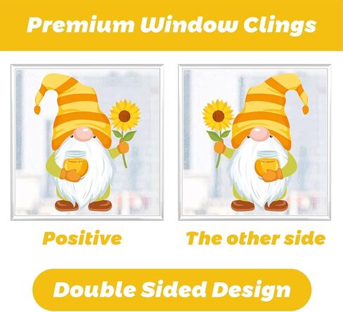 ملصقات نافذة نحلة العسل تلعثم عباد الشمس جنوم كبير على الوجهين نافذة شارات زهرة وعاء العسل ملصقات ثابتة قابلة للإزالة على شكل قرص العسل لتزيين نافذة المنزل 9 أوراق in Kuwait