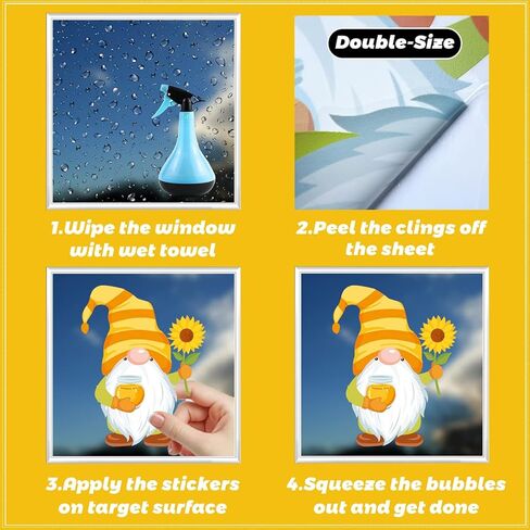 ملصقات نافذة نحلة العسل تلعثم عباد الشمس جنوم كبير على الوجهين نافذة شارات زهرة وعاء العسل ملصقات ثابتة قابلة للإزالة على شكل قرص العسل لتزيين نافذة المنزل 9 أوراق in Kuwait