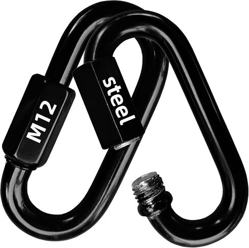 PANSNG M12 Black Chain Quick Link Steel Heavy Duty 1/2 inch Oval Locking Chain Link Screw Black Large Safety Rope Hooks 12mm 3000lb in Saudi Arabia