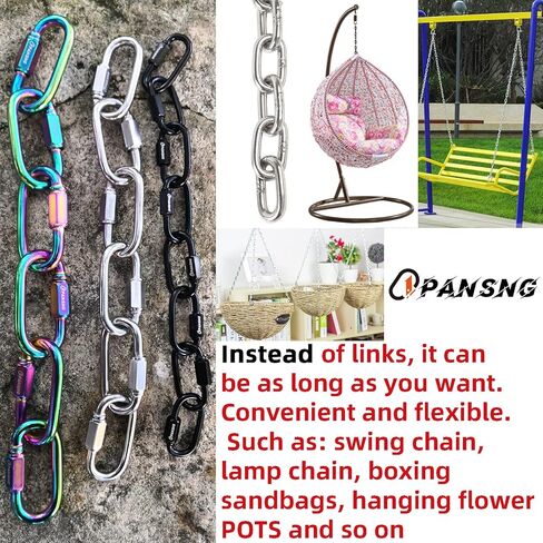 PANSNG M12 Black Chain Quick Link Steel Heavy Duty 1/2 inch Oval Locking Chain Link Screw Black Large Safety Rope Hooks 12mm 3000lb in Saudi Arabia