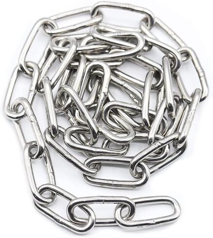 304 سلسلة من الفولاذ المقاوم للصدأ سلسلة ربط معدنية سلسلة أمان شديدة التحمل للنباتات المعلقة/شراع الظل/ديكور/مقطورة/سلسلة كلب أليف/أرجوحة معلقة/مضادة للسرقة/تعليق الملابس/وقوف السيارات/السفن (0.2 بوصة - 6.5 قدم) in Kuwait