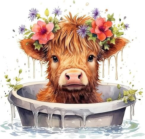 MAXBYE Cute Cow Diamond Art Kits for Adults, DIY Bathing Cow Diamond Art Paintings Kits Arts and Crafts, Diamonds Painting Kits for Home Wall Decor Gift 12x12inch in Saudi Arabia