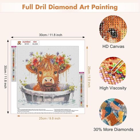 MAXBYE Cute Cow Diamond Art Kits for Adults, DIY Bathing Cow Diamond Art Paintings Kits Arts and Crafts, Diamonds Painting Kits for Home Wall Decor Gift 12x12inch in Saudi Arabia