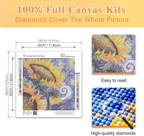 DIAMONDOUBLE Diamond Painting Kits for Adults with Diamond Art Supplies, Colorful Diamond Art for Wall Decor, 12x12 Inch in Kuwait