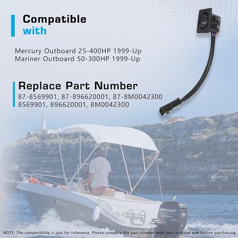 مفتاح إمالة تقليم الطاقة الخارجية من MIKODA، مفتاح إمالة قلنسوة خلفي سفلي متوافق مع Mercury Outboard 25-400HP Mariner Outboard 50-300HP 1999-Up استبدال 87-8569901، 87-896620001، 87-8M0042300 in Kuwait
