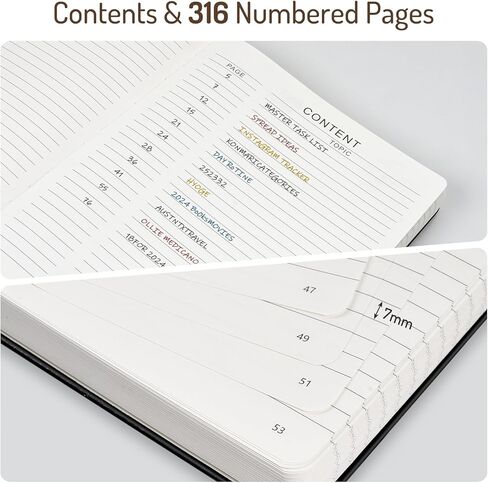 دفتر يوميات مبطن من Forvencer مع 316 صفحة مرقمة، B5 مجلات سميكة مسطرة من الكلية للكتابة بورق 100 جرام في المتر المربع، دفاتر ملاحظات ذات غلاف فني مع محتويات للعمل والمدرسة والنساء والرجال باللون الأسود in Kuwait