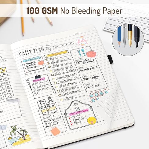 دفتر يوميات مبطن من Forvencer مع 316 صفحة مرقمة، B5 مجلات سميكة مسطرة من الكلية للكتابة بورق 100 جرام في المتر المربع، دفاتر ملاحظات ذات غلاف فني مع محتويات للعمل والمدرسة والنساء والرجال باللون الأسود in Kuwait