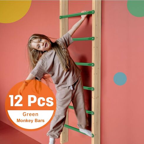 Sulythw 12 Pcs Monkey Bars Playground Swing Set Playset Ladder Rungs Set for Backyards Indoor and Outdoor Climbing Kit Steel Monkey Bars Hardware with Screws (Green, 21 Inch) in Saudi Arabia