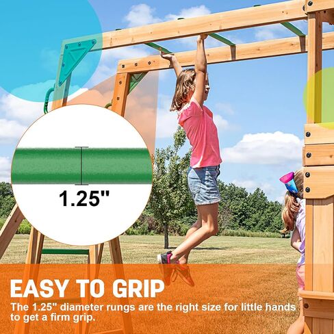 Sulythw 12 Pcs Monkey Bars Playground Swing Set Playset Ladder Rungs Set for Backyards Indoor and Outdoor Climbing Kit Steel Monkey Bars Hardware with Screws (Green, 21 Inch) in Saudi Arabia