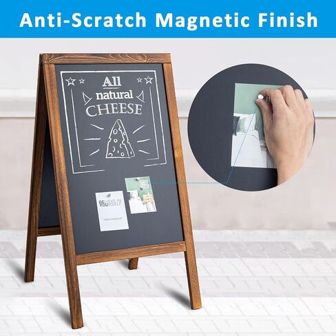 TIANSE Magnetic Wooden A-Frame Chalkboard Sign, Large 40" x 21" Floor Standing Double-Sided Sidewalk Chalkboard Easel, Suit for Store, Restaurant or Wedding with Wipe, Chalk Markers and Magnet (Black) in Saudi Arabia