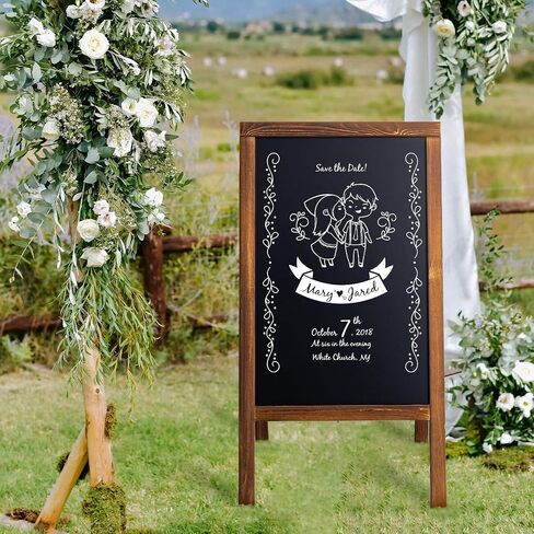TIANSE Magnetic Wooden A-Frame Chalkboard Sign, Large 40" x 21" Floor Standing Double-Sided Sidewalk Chalkboard Easel, Suit for Store, Restaurant or Wedding with Wipe, Chalk Markers and Magnet (Black) in Saudi Arabia