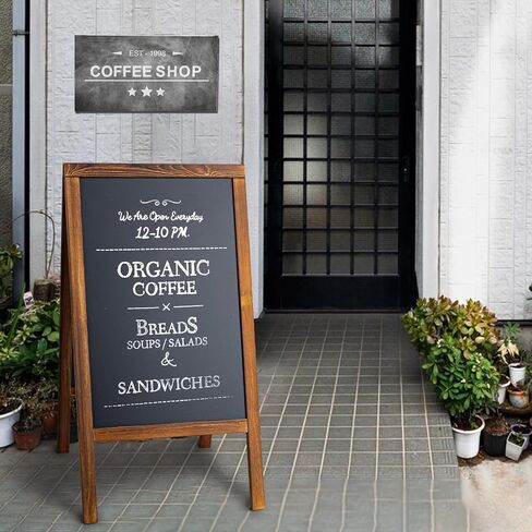 TIANSE Magnetic Wooden A-Frame Chalkboard Sign, Large 40" x 21" Floor Standing Double-Sided Sidewalk Chalkboard Easel, Suit for Store, Restaurant or Wedding with Wipe, Chalk Markers and Magnet (Black) in Saudi Arabia