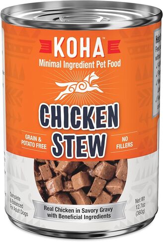 KOHA Minimal Ingredient Chicken Stew for Dogs, High Protein Limited Ingredient Dog Food, 12.7oz Cans (Case of 12) in Kuwait