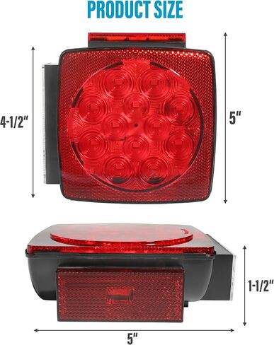 أضواء المقطورة، أضواء المقطورة LED 12 فولت، ملحقات السيارات، أضواء مقطورة القارب، أضواء الذيل LED، أضواء المقطورة اليسرى واليمنى الغاطسة توقف أضواء إشارة الانعطاف الذيل لشاحنة مقطورة قارب أقل من 80 بوصة in Saudi Arabia