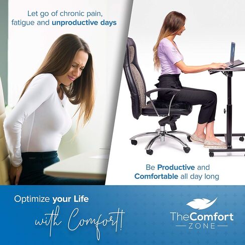 وسادة مقعد TheComfortZone لكرسي المكتب من إسفنج العصعص ووسادة بعقب لعرق النسا وتخفيف آلام الظهر وتخفيف آلام الظهر والجلوس الطويل ومكتب الألعاب وكرسي مقعد السيارة وسادة القيادة باللون الرمادي in Saudi Arabia