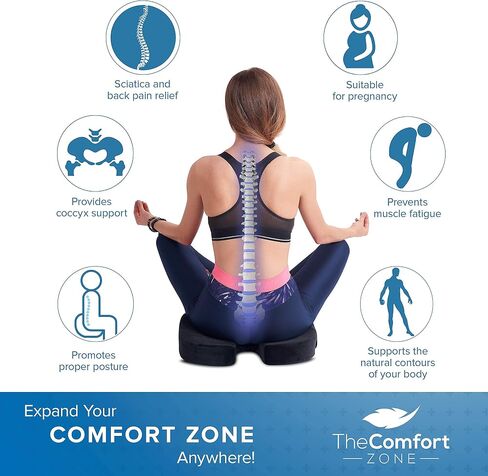 وسادة مقعد TheComfortZone لكرسي المكتب من إسفنج العصعص ووسادة بعقب لعرق النسا وتخفيف آلام الظهر وتخفيف آلام الظهر والجلوس الطويل ومكتب الألعاب وكرسي مقعد السيارة وسادة القيادة باللون الرمادي in Saudi Arabia
