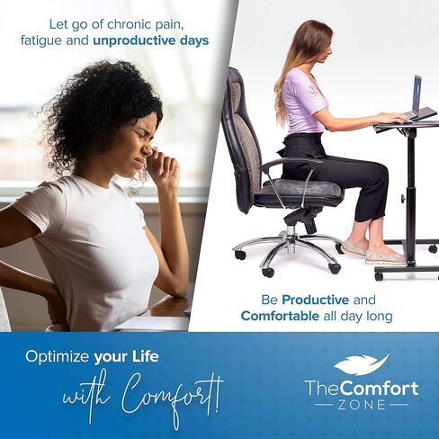 TheComfortZone Seat Cushion for Office Chair Memory Foam Coccyx Cushion Butt Pillow for Sciatica Tailbone & Back Pain Relief Long Sitting Office Desk Gaming Chair Car Seat Cushion Driving-Black in Saudi Arabia