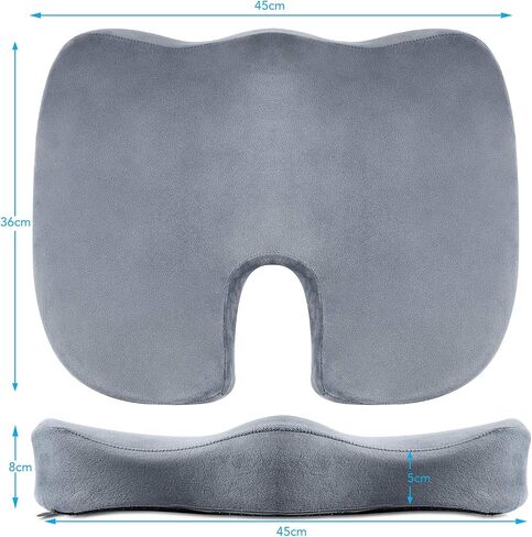 TheComfortZone Seat Cushion for Office Chair Memory Foam Coccyx Cushion Butt Pillow for Sciatica Tailbone & Back Pain Relief Long Sitting Office Desk Gaming Chair Car Seat Cushion Driving-Black in Saudi Arabia