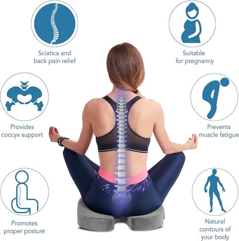 TheComfortZone Seat Cushion for Office Chair Memory Foam Coccyx Cushion Butt Pillow for Sciatica Tailbone & Back Pain Relief Long Sitting Office Desk Gaming Chair Car Seat Cushion Driving-Black in Saudi Arabia