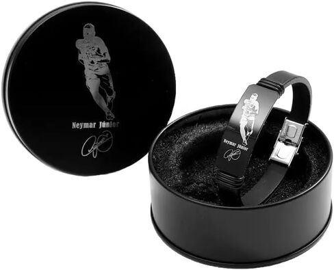 Neymar Bracelet, Black Stainless Steel Soccer Waistband, Soccer Football Gift For Kids/Men… in Saudi Arabia