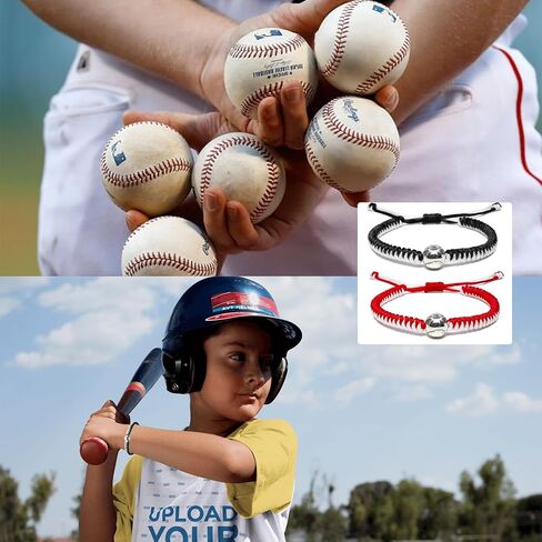 قطعتان/مجموعة من الأساور المضفرة هدايا البيسبول للأولاد، أساور معصم قابلة للتعديل مع خرز البيسبول/كرة القدم، أساور رياضية ملهمة للمراهقين والبالغين in Kuwait