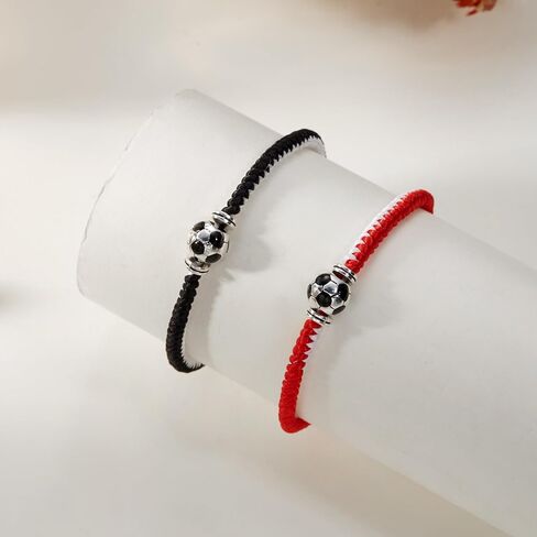 2pcs/set Braided Bracelets Baseball Gifts for Boys Adjustable Wristbands with Baseball/Football Beads Inspirational Sport Bracelets for Teens Adults in Saudi Arabia