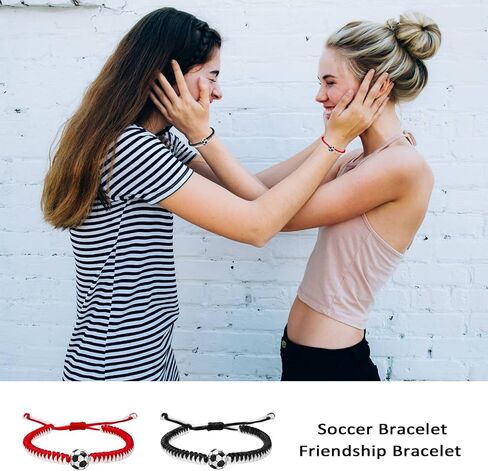 2pcs/set Braided Bracelets Baseball Gifts for Boys Adjustable Wristbands with Baseball/Football Beads Inspirational Sport Bracelets for Teens Adults in Saudi Arabia