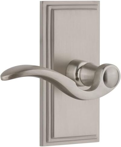 Grandeur Hardware Carre' Tall Plate Double Dummy with Bellagio Lever in Satin Nickel in Saudi Arabia