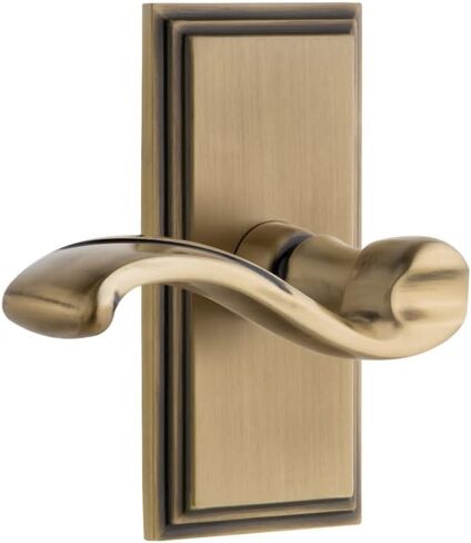 Grandeur Hardware Carre' Tall Plate Double Dummy with Portofino Lever in Vintage Brass in Saudi Arabia