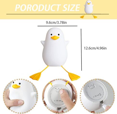 لطيف ضوء الليل النورس للأطفال الحيوان سيليكون الحضانة LED الجدول مصباح الأطفال عكس الضوء غرفة الطفل الديكور السرير اللمس الموقت الجدول شاحن USB الكرتون بطة ضوء الليل in Kuwait