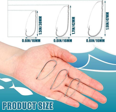 Rotatingpals 90 Pcs Weedless Wacky Rig Hooks 1/0 2/0 3/0 Bass Fishing Hooks Wacky Rig Hooks Wacky Worm Hooks Wide Rig Fishing Hooks with Box for Wacky Rigging Worm Lure in Saudi Arabia