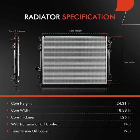 A-Premium Engine Coolant Radiator Assembly Compatible with Chrysler 300 2005-2008 & Dodge Charger 2006-2008, Magnum 2005-2008, Replace# 5137692AA in Saudi Arabia