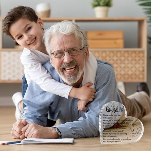 Tatuo Grandpa Gifts from Grandchildren Acrylic Heart Grandpa Keepsake Thank You Grandpa Paperweight for Grandpa Birthday Gift from Grandson Grandkid Granddaughter for Father's Day Retirement in Saudi Arabia
