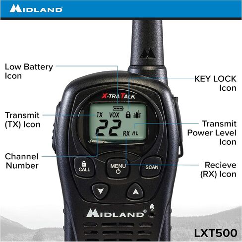 أجهزة راديو ثنائية الاتجاه من Midland LXT500VP3 FRS - حزمة من 4 قطع مع شواحن in Kuwait