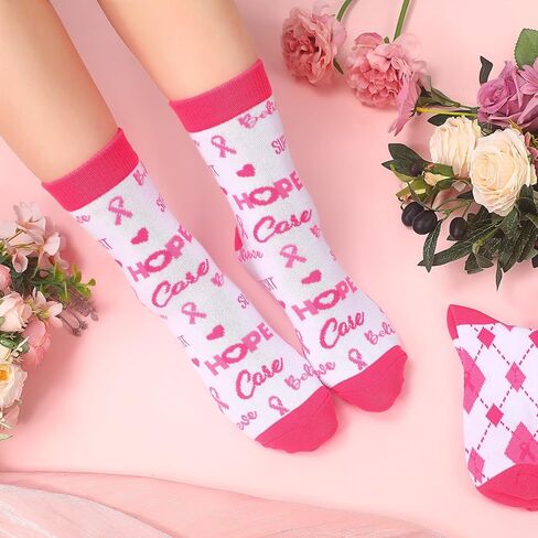 12 Pairs Women's Cute Highland Cow Socks Fall Breast Cancer Awareness Gifts for Women in Saudi Arabia