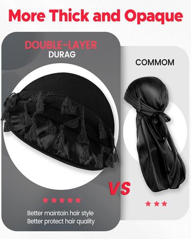 BEACE Tassels Silk Satin Lined Pre-Tied Turban Durag Head Wrap for Men & Women, Halo Turban Skull Cap Bonnet for Sleeping in Saudi Arabia