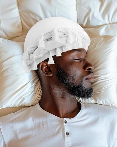 BEACE Tassels Silk Satin Lined Pre-Tied Turban Durag Head Wrap for Men & Women, Halo Turban Skull Cap Bonnet for Sleeping in Saudi Arabia