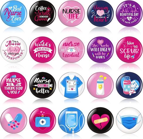 Hanaive 60 Pcs Nurse Button Pins Nurse Appreciation Gifts for Women Nurse Pins Nursing Pins Nurses Week Gifts Nursing Graduation Birthday Pin Badges Round Button Pins for Doctor Nurses Bag Hat in Saudi Arabia