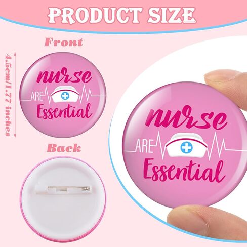 Hanaive 60 Pcs Nurse Button Pins Nurse Appreciation Gifts for Women Nurse Pins Nursing Pins Nurses Week Gifts Nursing Graduation Birthday Pin Badges Round Button Pins for Doctor Nurses Bag Hat in Saudi Arabia