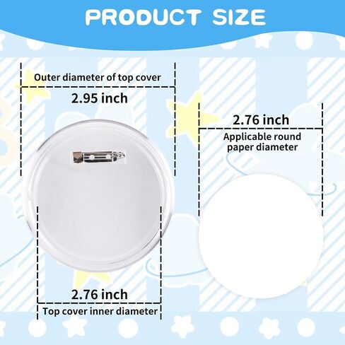 50 Pack Acrylic Button Pins Badge, 50mm/1.97 Inch Clear Pins Buttons Kit, DIY Badges Acrylic Pin Buttons with Blank Round Paper in Saudi Arabia